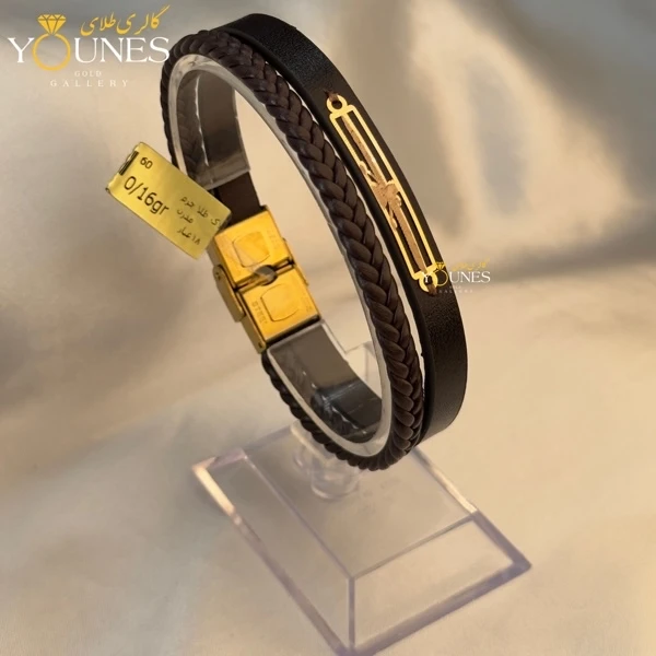 دستبند طلا چرم مردانه L157